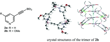 Graphical abstract: The structure of 3-(diethylborylethynyl)pyridine: a nonplanarly arranged cyclic trimer