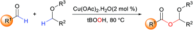 Graphical abstract: Copper catalyzed C–O bond formation via oxidative cross-coupling reaction of aldehydes and ethers