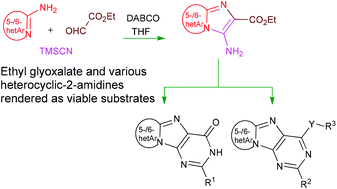 Graphical abstract: Desilylative activation of TMSCN in chemoselective Strecker–Ugi type reaction: functional fused imidazoles as building blocks as an entry route to annulated purines