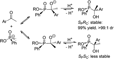 Graphical abstract: Addition of optically pure H-phosphinate to ketones: selectivity, stereochemistry and mechanism