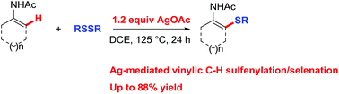 Graphical abstract: Silver-mediated oxidative vinylic C–H bond sulfenylation of enamides with disulfides