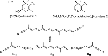 Graphical abstract: Synthesis of labile all-trans-7,8,7′,8′-bis-acetylenic carotenoids by bi-directional Horner–Wadsworth–Emmons condensation