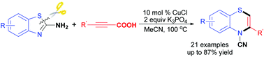 Graphical abstract: Copper-catalyzed ring expansion of 2-aminobenzothiazoles with alkynyl carboxylic acids to 1,4-benzothiazines