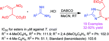 Graphical abstract: Synthesis of imidazoles via cascade reaction of nitroallylic acetates with amidines and studies on their trypanocidal activity