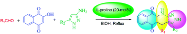 Graphical abstract: L-proline catalyzed multicomponent reactions: facile access to 2H-benzo[g]pyrazolo[3,4-b]quinoline-5,10(4H,11H)-dione derivatives