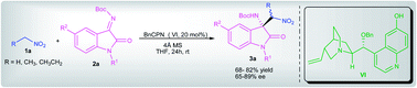 Graphical abstract: Organocatalytic enantioselective aza-Henry reaction of ketimines derived from isatins: access to optically active 3-amino-2-oxindoles