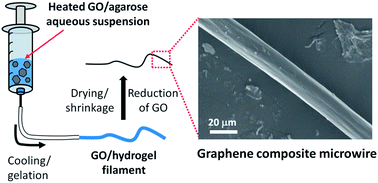 Graphical abstract: Facile fabrication of graphene composite microwires via drying-induced size reduction of hydrogel filaments