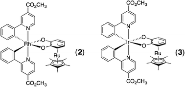 Graphical abstract: Ester-substituted cyclometallated rhodium and iridium coordination assemblies with π-bonded dioxolene ligand: synthesis, structures and luminescent properties