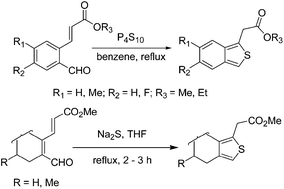 Graphical abstract: P4S10 and Na2S-mediated novel annulation routes to c-fused thiophenes