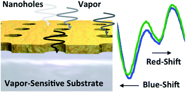 Graphical abstract: Template fabricated plasmonic nanoholes on analyte-sensitive substrates for real-time vapor sensing