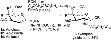 Graphical abstract: Novel stereocontrolled amidoglycosylation of alcohols with acetylated glycals and sulfamate ester