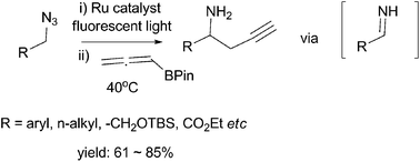 Graphical abstract: A Ru-catalyzed one-pot synthesis of homopropargylic amines from alkyl azides under photolytic conditions