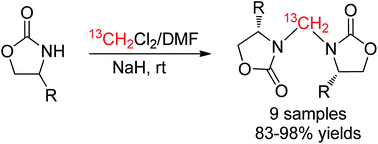 Graphical abstract: CH2Cl2 as reagent in the synthesis of methylene-bridged 3,3′-bis(oxazolidin-2-one) derivatives under ambient conditions