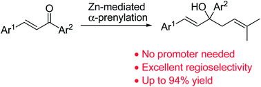 Graphical abstract: Introduction of prenyl fragment into chalcones through α-regioselective 1,2-addition in THF