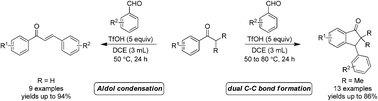 Graphical abstract: An efficient synthesis of highly substituted indanones and chalcones promoted by superacid