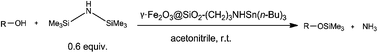 Graphical abstract: Tributyltin grafted onto the surface of 3-aminopropyl functionalized γ-Fe2O3 nanoparticles: a magnetically-recoverable catalyst for trimethylsilylation of alcohols and phenols