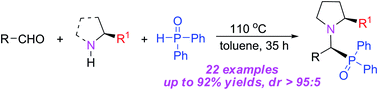 Graphical abstract: Catalyst-free three-component reaction to synthesize chiral α-amino phosphine oxides