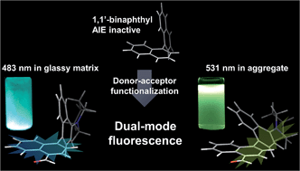 Graphical abstract: Aggregation-induced emission active D-π-A binaphthyl luminophore with dual-mode fluorescence