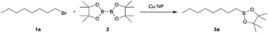 Graphical abstract: Copper nanoparticle-catalyzed borylation of alkyl bromides with an organodiboron compound