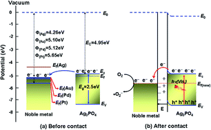 Graphical abstract: Fabrication of robust M/Ag3PO4 (M = Pt, Pd, Au) Schottky-type heterostructures for improved visible-light photocatalysis