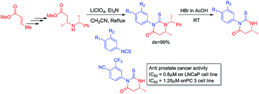 Graphical abstract: Design and synthesis of optically pure 3-aryl-6-methyl-2-thioxotetrahydropyrimidin-4(1H)-ones as anti-prostate cancer agents