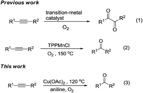 Graphical abstract: Copper-catalyzed aerobic synthesis of bisaryl ketones from alkynes via the cleavage of C–C triple bonds