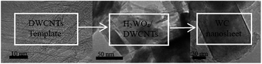 Graphical abstract: Preparation of tungsten carbide nanosheets with large surface area using an in situ DWCNT template