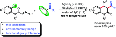 Graphical abstract: Silver-catalyzed tandem radical acylarylation of cinnamamides in aqueous media