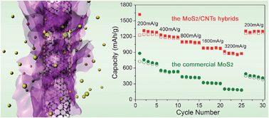 Graphical abstract: Self-assembling few-layer MoS2 nanosheets on a CNT backbone for high-rate and long-life lithium-ion batteries