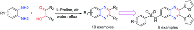 Graphical abstract: l-Proline mediated synthesis of quinoxalines; evaluation of cytotoxic and antimicrobial activity