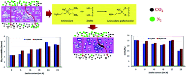 Graphical abstract: Aminosilane-functionalization of a nanoporous Y-type zeolite for application in a cellulose acetate based mixed matrix membrane for CO2 separation