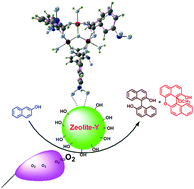 Graphical abstract: Oxidative coupling of 2-naphthol by zeolite-Y supported homo and heterometallic trinuclear acetate clusters