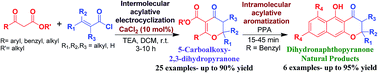 Graphical abstract: Simple access to 5-carboalkoxy-2,3-dihydro-4H-pyran-4-ones via domino acylative electrocyclization: the first three step total synthesis of the dihydronaphthopyran-4-one class of natural products