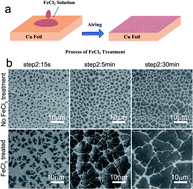 Graphical abstract: The growth behavior of graphene on iron-trichloride-solution-soaked copper substrates in a low pressure chemical vapor deposition
