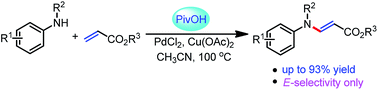 Graphical abstract: Palladium-catalyzed oxidative amination of activated olefins with N-alkyl anilines for synthesis of tertiary (E)-enamines