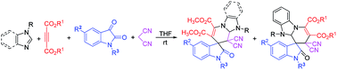 Graphical abstract: Four-component reaction of N-alkylimidazoles(N-alkylbenzimidazoles), dialkyl but-2-ynedioate, N-alkylisatins and malononitrile