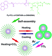 Graphical abstract: Amphiphilic block copolymer terminated with pyrene group: from switchable CO2-temperature dual responses to tunable fluorescence