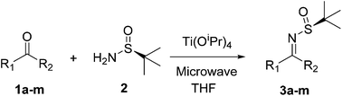 Graphical abstract: Microwave-assisted synthesis of ortho-substituted diaryl N-(tert-butylsulfinyl)ketimines