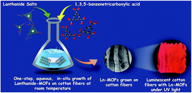 Graphical abstract: One-step growth of isoreticular luminescent metal–organic frameworks on cotton fibers
