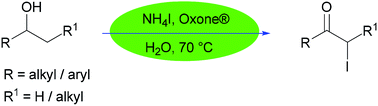 Graphical abstract: One-pot synthesis of α-iodoketones from alcohols using ammonium iodide and Oxone® in water