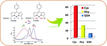 Graphical abstract: Colorimetric sensors with different reactivity for the quantitative determination of cysteine, homocysteine and glutathione in a mixture