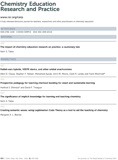 Contents list - Chemistry Education Research and Practice (RSC Publishing)