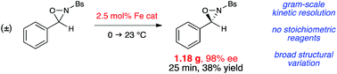 Graphical abstract: Iron-catalyzed kinetic resolution of N-sulfonyl oxaziridines