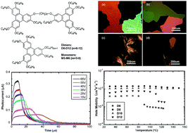 Graphical abstract: Modulation of phase behaviors and charge carrier mobilities by linkage length in discotic liquid crystal dimers