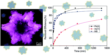 Graphical abstract: Biomimetic snowflake-shaped magnetic micro-/nanostructures for highly efficient adsorption of heavy metal ions and organic pollutants from aqueous solution