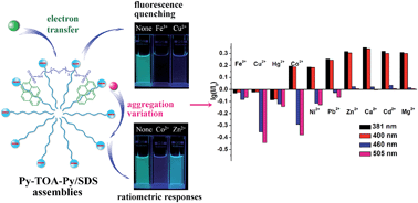 Graphical abstract: A surfactant-modulated fluorescent sensor with pattern recognition capability: sensing and discriminating multiple heavy metal ions in aqueous solution