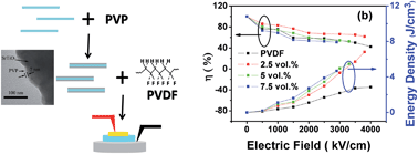 Graphical abstract: Improving the dielectric constant and energy density of poly(vinylidene fluoride) composites induced by surface-modified SrTiO3 nanofibers by polyvinylpyrrolidone