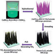 Graphical abstract: Synthesis of TiO2 decorated Co3O4 acicular nanowire arrays and their application as an ethanol sensor