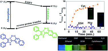 Graphical abstract: An ESIPT fluorescent dye based on HBI with high quantum yield and large Stokes shift for selective detection of Cys