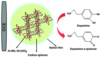 Graphical abstract: Carbon functionalized metal organic framework/Nafion composites as novel electrode materials for ultrasensitive determination of dopamine